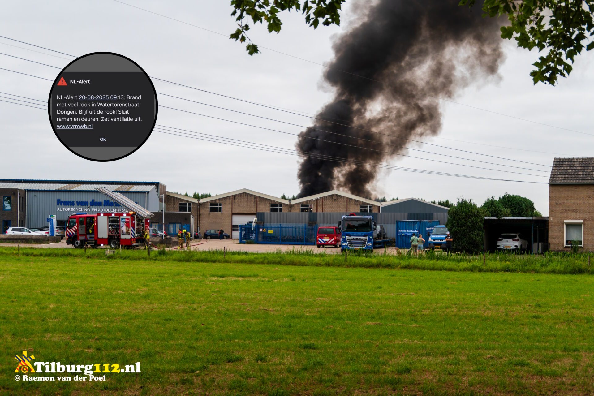Grote brand bij autosloperij Watertorenstraat Dongen