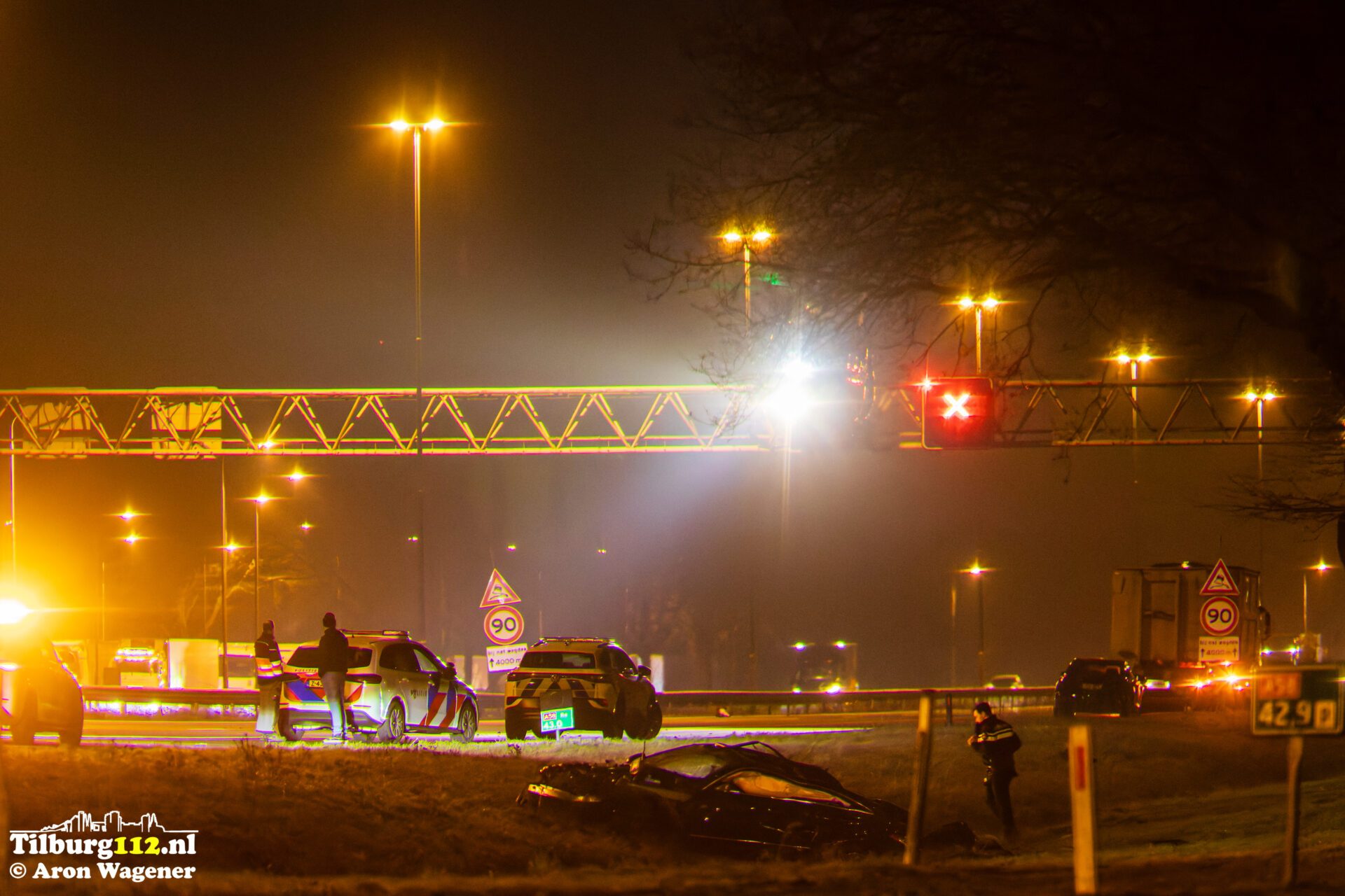 Persoon zwaargewond na ernstig ongeval A58 Tilburg