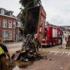 Puincontainer in brand, brandweer haalt inhoud eruit Veldhovenring Tilburg